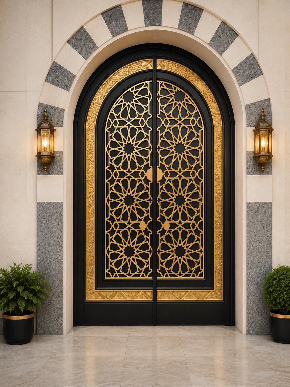 باب حديد دبل صاج بتصميم فاخر – باب مدخل للقصور والفلل