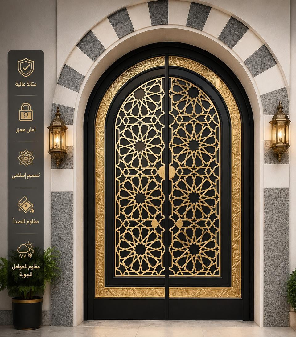 باب حديد دبل صاج بتصميم فاخر – باب مدخل للقصور والفلل