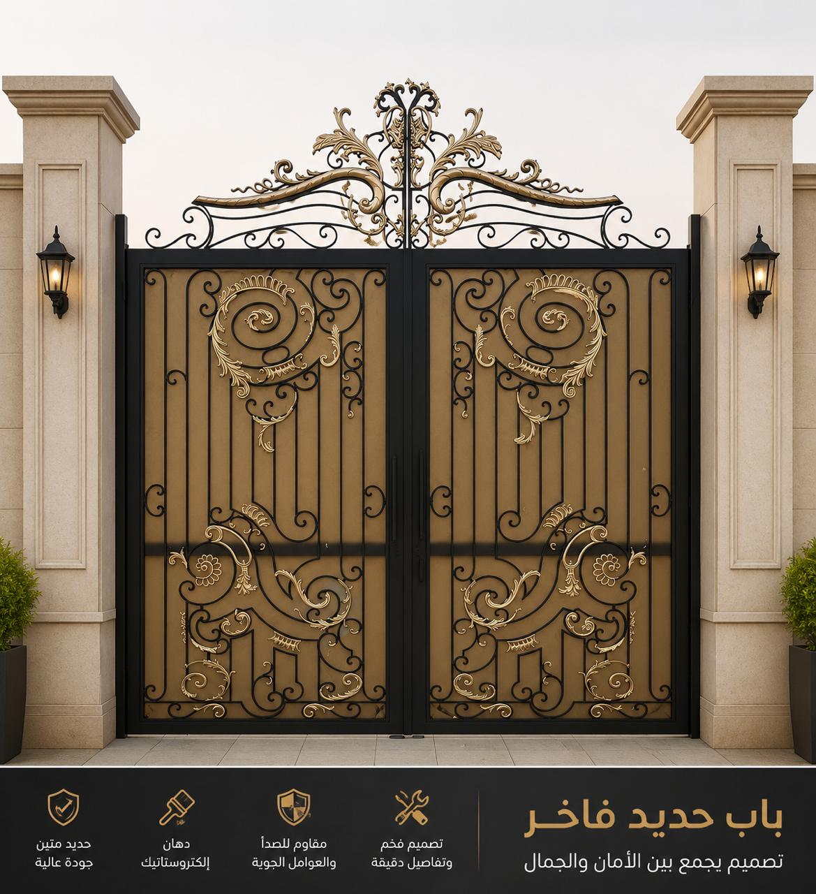 باب حديد مشغول مربع ميلان – باب مدخل فاخر بتصميم كلاسيكي