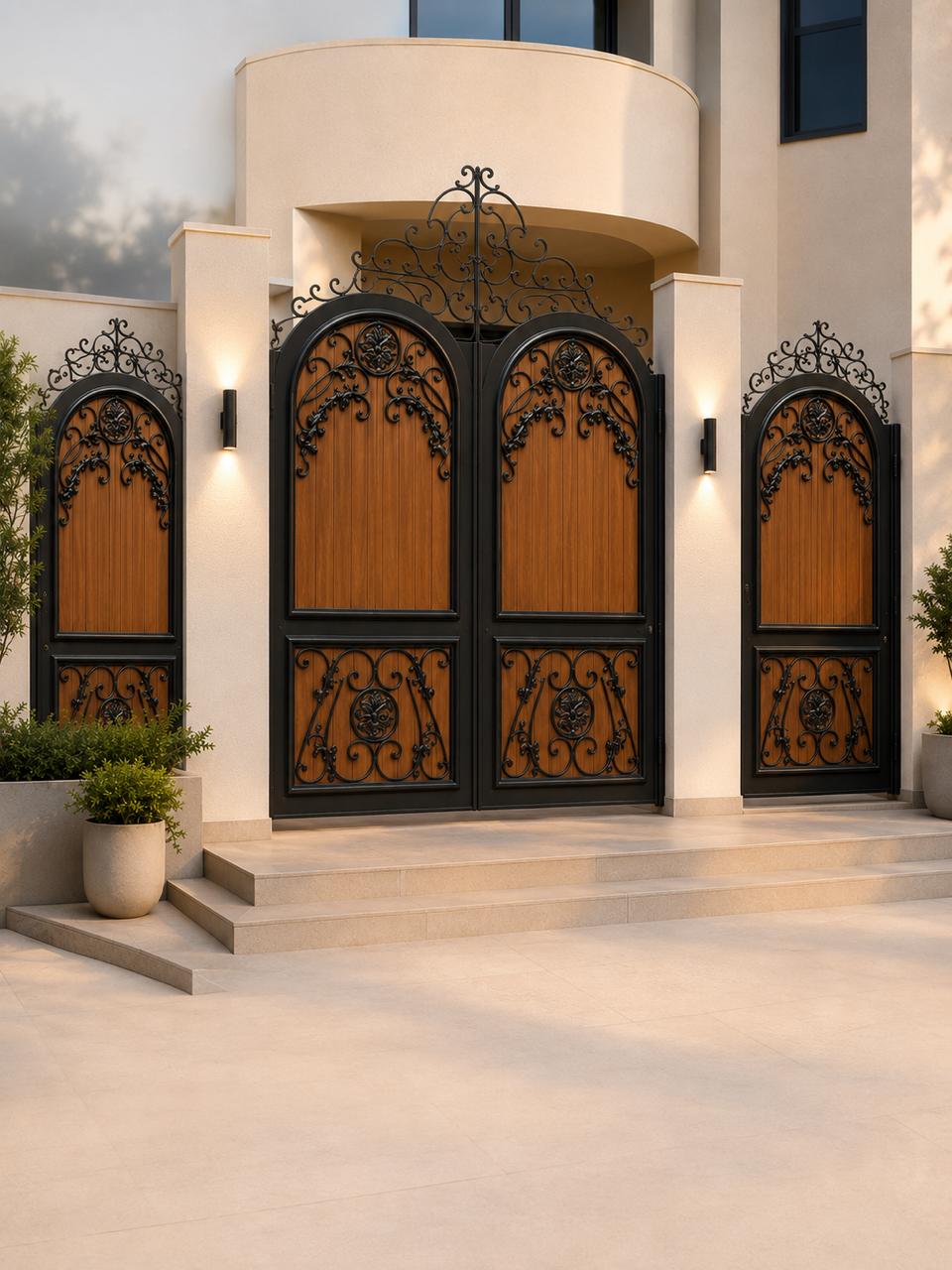 باب حديد فاخر بتصميم مودرن مع فريم 50×100 – باب مدخل للفلل والقصور